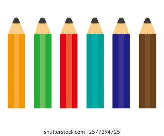 Cute pencil illustration.　Stationery Icons