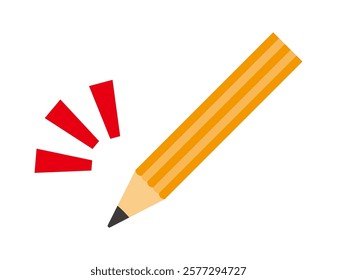 Cute pencil illustration.　Stationery Icons