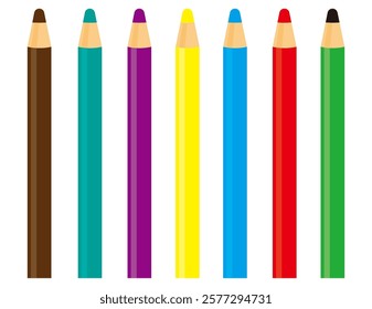 Cute pencil illustration.　Stationery Icons