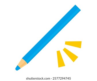 Cute pencil illustration.　Stationery Icons