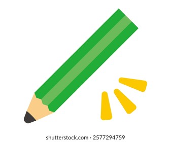 Cute pencil illustration.　Stationery Icons