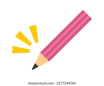 Cute pencil illustration.　Stationery Icons