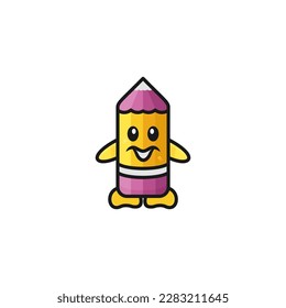 cute pencil illustration logo design