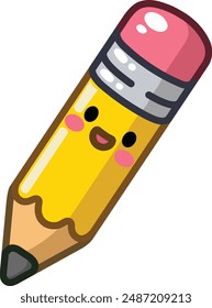 Cute pencil in a kawaii style