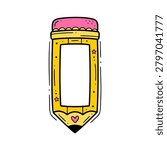 Cute pencil label frame cartoon school stationery vector illustration