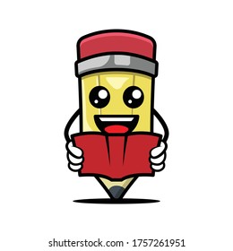 Cute pencil mascot design illustration template