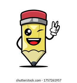 Cute pencil mascot design illustration template