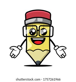 Cute pencil mascot design illustration template