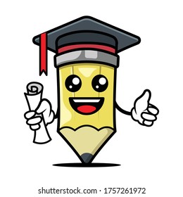 Cute pencil mascot design illustration template
