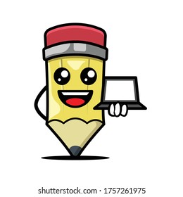 Cute pencil mascot design illustration template