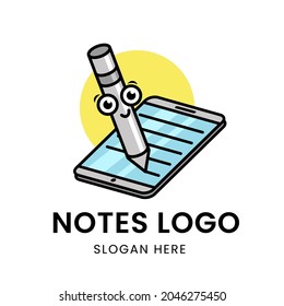 logotipo lindo de lápiz y notas