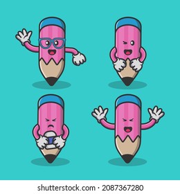 Cute pencil set with various expressions