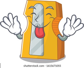 Cute pencil sharpener cartoon mascot style with Tongue out