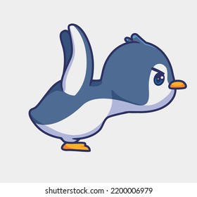 cute penguin angry. isolated cartoon animal illustration. Flat Style Sticker Icon Design Premium Logo vector. Mascot Character