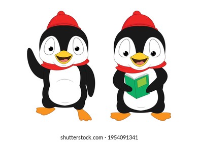 cute penguin animal cartoon, simple vector illustration