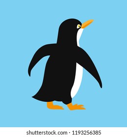 cute penguin animal icon antarctic bird on a blue background vector illustration EPS10