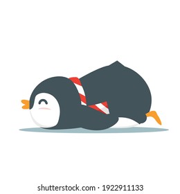 Cute Penguin animal sleep cartoon vector 