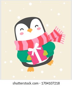 cute penguin, animal vectors, winter, cold weather.