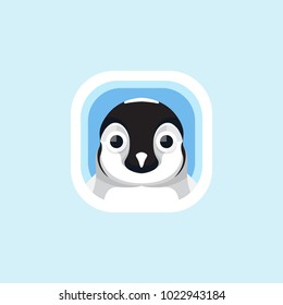 Cute penguin app icons logo illustration vector isolated with funny face and flat graphic style