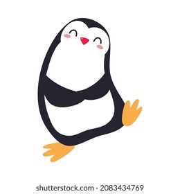 Cute Penguin as Arctic Animal Waddling and Smiling Vector Illustration