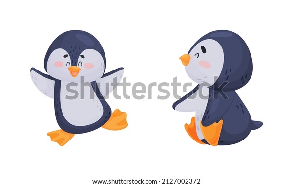 Cute Penguin Arctic Animal Waddling and Sitting\
Vector Set