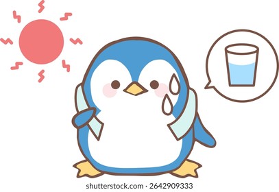 Cute Penguin Asking for Water in Summer Heat