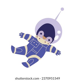 Cute Penguin Astronaut Character in Space Suit Vector Illustration