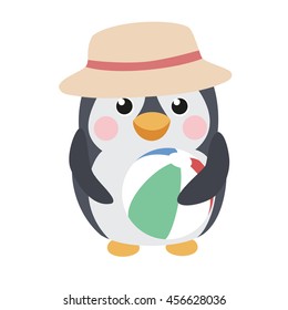 Cute penguin with a ball