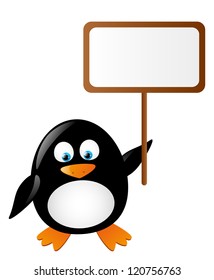 Cute penguin with banner for text