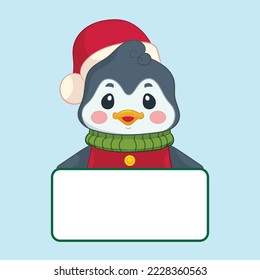 pingüino lindo con pancarta para ti