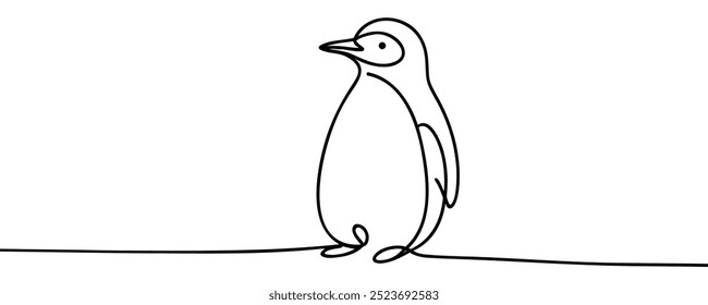 Pássaro pinguim bonito desenho contínuo de uma linha