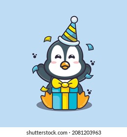 Cute penguin in birthday party.