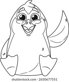 Cute penguin black-and-white character vector illustration