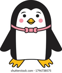 Cute penguin in a bowtie illustration