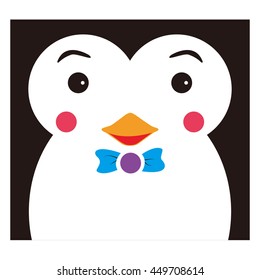 Cute penguin. Can be used like greeting or postal card.Vector illustration of animal.Children's subjects.