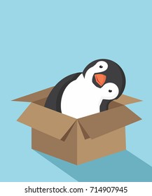 Cute Penguin cartoon in the box