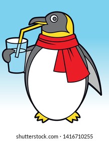 Cute penguin cartoon character vector illustration