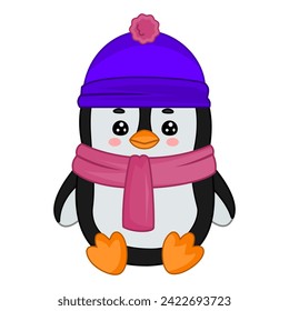 Cute penguin cartoon character vector	