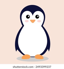 Lindo pingüino personaje de dibujos animados Ilustración vectorial.Fondo rosa. Eps