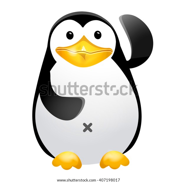 Cute Penguin Cartoon Character Waving Vector Stock Vector (Royalty Free ...