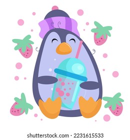 Cute Penguin Cartoon Characters suitable for children's clothing designs