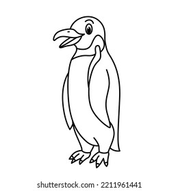 Cute penguin cartoon characters vector illustration. For kids coloring book.