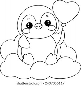 Cute Penguin Cartoon Coloring Page