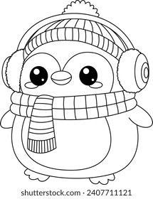 Cute Penguin Cartoon Coloring Page