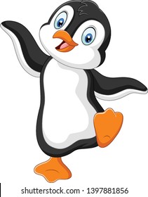 Cute Baby Penguin Cartoon Isolated On Stock Vector (Royalty Free ...