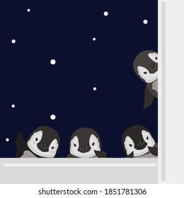 Cute Penguin cartoon flat design vector illustration. Baby Penguin. 