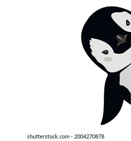 Dibujo gráfico plano de diseño de dibujos en pingüino. Pingüino.