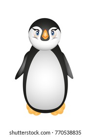 Cute Penguin cartoon flat design vector illustration.