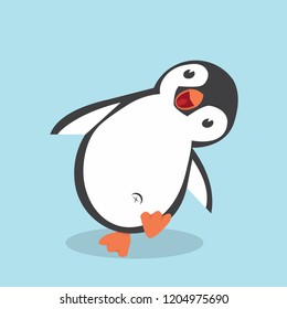 Cute Penguin cartoon  in flat style