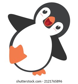 Cute Penguin cartoon  icon flat